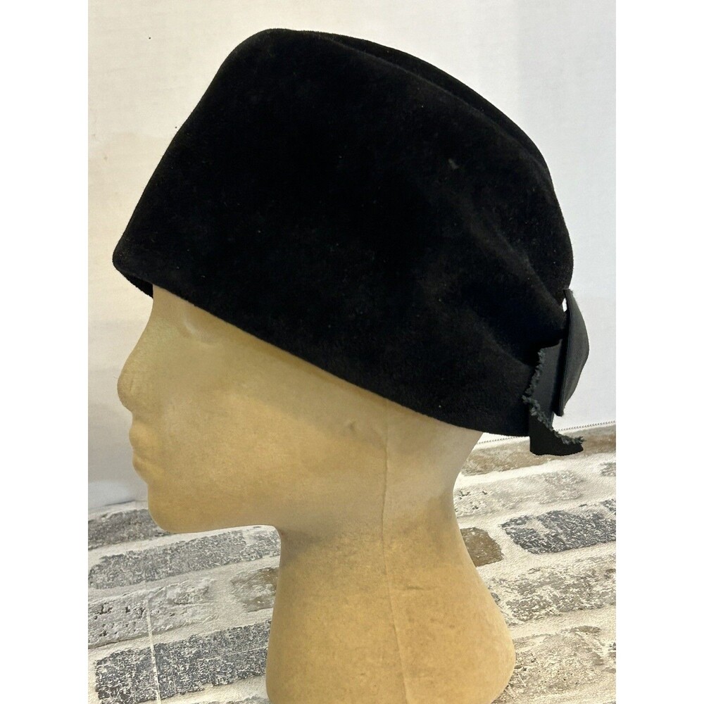 Vintage 40’s PEACHBLOOM Merrimac Body Velour Hat Black Imported Fur Union Made L